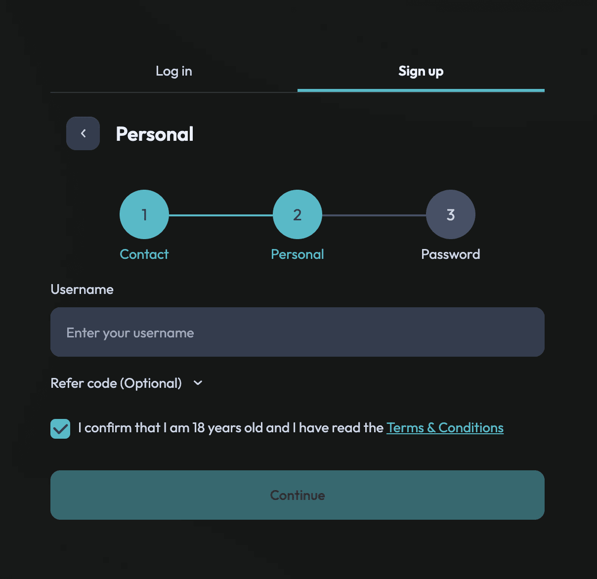 Step 2: Choose username